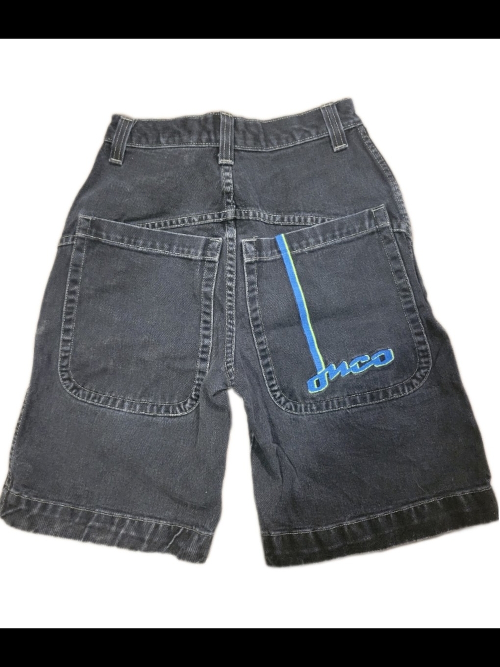 Vtg Jnco Black Denim Men’s Shorts with Blue Accent Y2k
